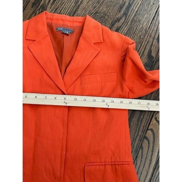 Vince Blazer Jacket Long Sleeves Collared Pockets Wool Metallic Orange Size 4 - Picture 3 of 13